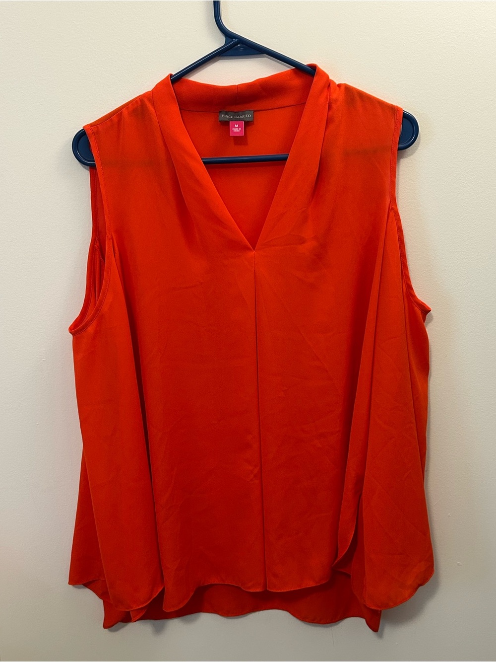 Vince Camuto Sleeveless V-Neck Blouse - Bright Orange